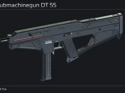 Scifi Submachinegun DT 55 Low-poly 3D model