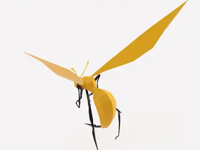 Yellow wasp 3d model  Low-poly 3D model