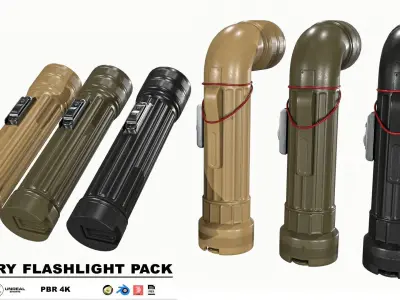 Military-flashlight Package Low-poly 3D model