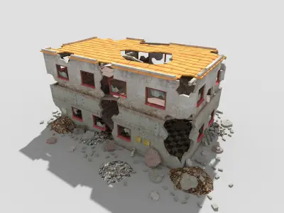 low poly destroyed building 6 Low-poly 3D model