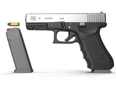 Glock 17 Semi Automatic Pistol Black 3D model