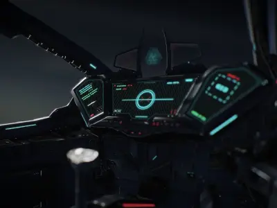Cockpit Space Fighter Game Ready 4K Low-poly 3D model