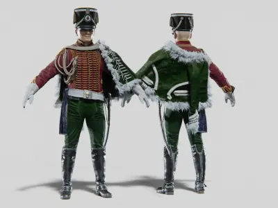 Soldier Napoleon High Rank Officer Rigged Low-poly 3D model