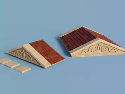 Antique Temple Roof Low-poly 3D model