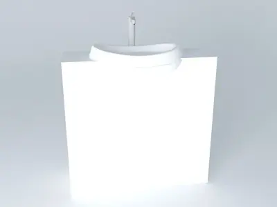 White modern sink  Free 3D model
