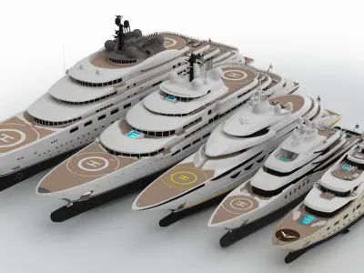 Collection Yacht Bay Three 3D model