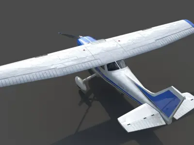 Cessna Airplane with interior Low-poly 3D model