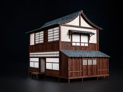JAPAN TRADITIONAL BUILDING 001 Low-poly 3D model
