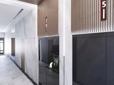 Modern Building Entrance Corridor Scene for Cinema 4D 3D model