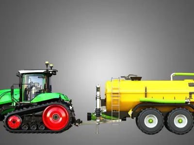 Fendt - MT900 Tractor with Zunhammer Liquid Manure Trailer 3D model