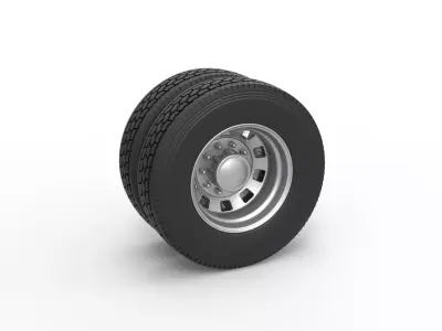 10 Square Hole Rear double wheel of semi truck Scale 1 to 25 3D print model