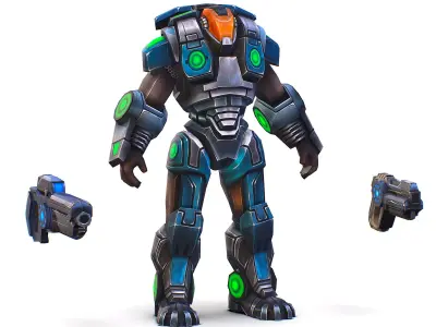 Cartoon Sci-Fi Cyborg Drone Trooper Soldier Low-poly 3D model