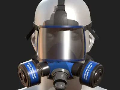 Gas mask helmet 3d model military combat  Low-poly 3D model 6
