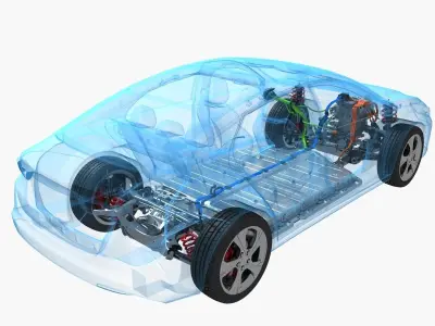 Electric Car Chassis X-Ray 3D model