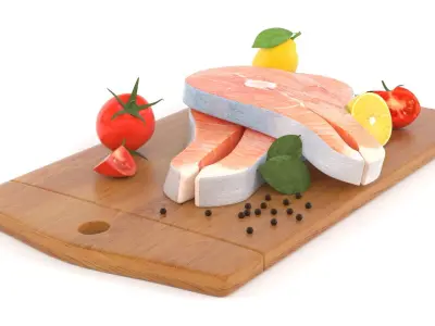 Salmon Steak with Vegetables 3D model