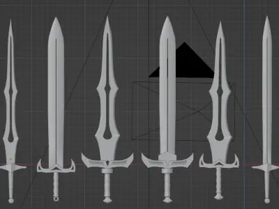 3D Lowpoly Fantasy Swords Low-poly 3D model