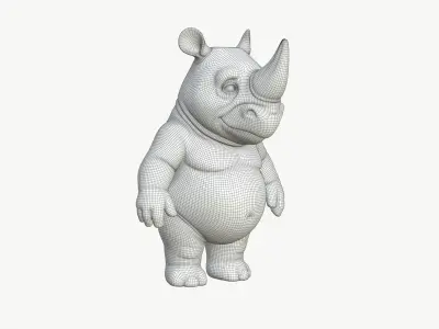 High-Quality Stylized Cartoon Rhinoceros 3D model