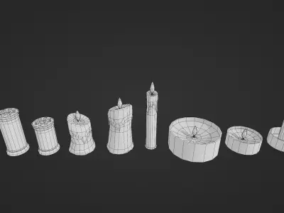 Candle Set Low-poly 3D model