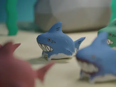 Lowpoly 3D Stuffed Shark Pack Low-poly 3D model
