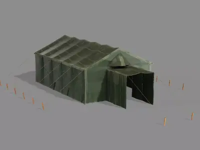 Military Tent Game Ready Low-Poly 3D Model Low-poly 3D model