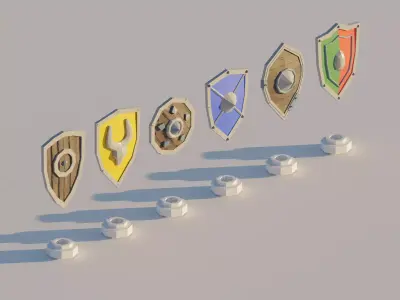 Low-poly Shield Pack Low-poly 3D model