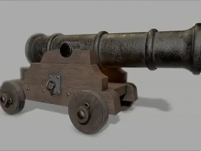 Pirate cannon Low-poly 3D model