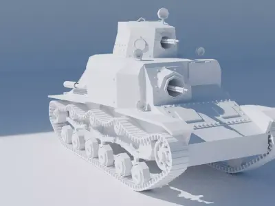 Type 92 armored car Low-poly 3D model