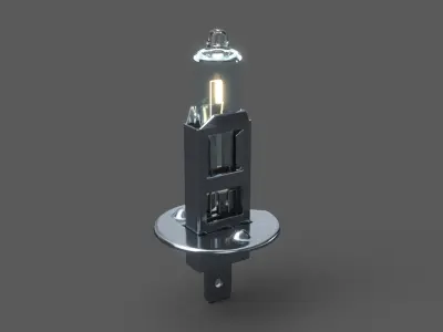 H1 Halogen Car Light Bulb 3D model