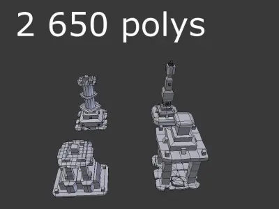 4 low poly temple pillars collection Low-poly 3D model