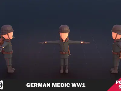 German Medic WW1 Low-poly 3D model