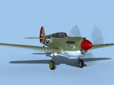 Curtiss P-40F Warhawk V02 USAAF 3D model