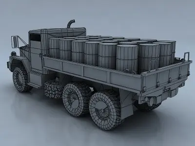 M35A3b military truck with barrels Low-poly 3D model