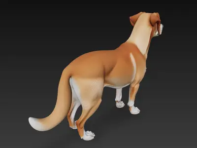 Dog Realistic 3D Model - Low Poly Realistic  Low-poly 3D model