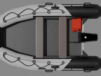 Rubber boat with outboard motor 3D model