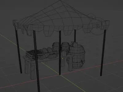 Market Stall Beer Bread and Pretzels Free low-poly 3D model