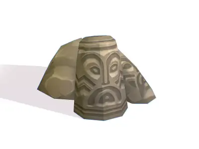 Handpaint Cartoon Stone Memorial Totem Symbol Low-poly 3D model