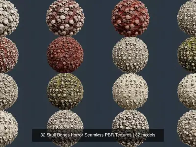 32 Skull Bones Horror Seamless PBR Textures Texture purchase