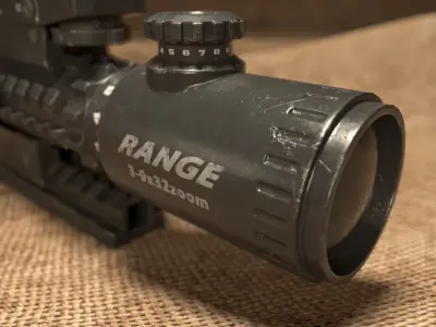 Scope Collection rifle on cloth Low-poly 3D model