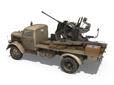 Opel Blitz with 2cm Flak 38 - DAK 3D model