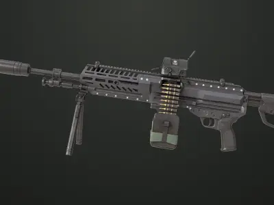 Machine Gun 14 Black All PBR Unity UE Textures Low-poly 3D model