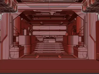 Futuristic Space Command Bedroom 3D Model 3D model