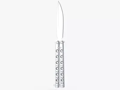 Balisong Butterfly Knife Silver Low-poly 3D model