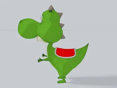 Dragon dinosaur wearing crown 3D model