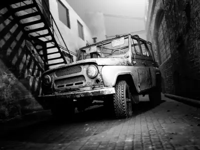 UAZ 469 wreck 01 Free 3D model