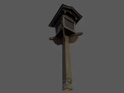2 Japanese Wood Lamps - Fushimi Inari Taisha Low-poly 3D model