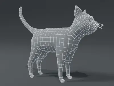 Cartoon Cat Base Mesh 3D Model Low-poly 3D model