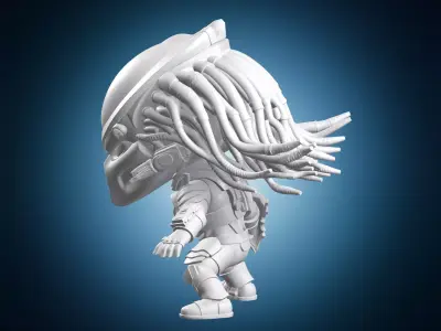 Predator Action Pose Chibi Style 3D print model