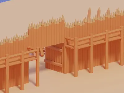 Medieval Wooden Castle Fort 3D model