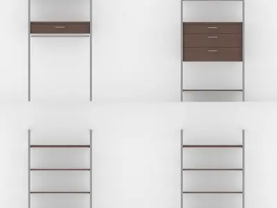 Slotted Metal Retail Shelving System 3D model