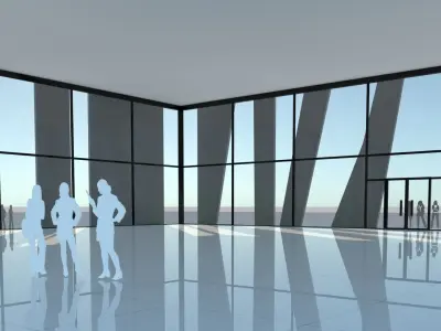 Exhibition interior and exterior Low-poly 3D model